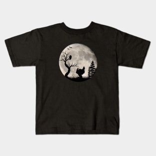 Romantic turkey with bat and owl in the moonlight full moon Kids T-Shirt